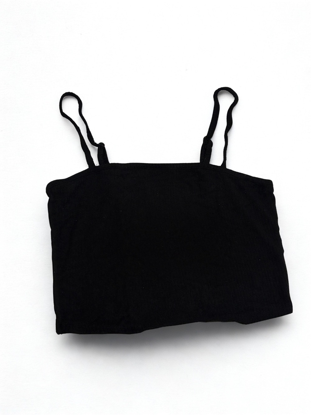 Bozzolo Black Ribbed Cami Crop Top - Small